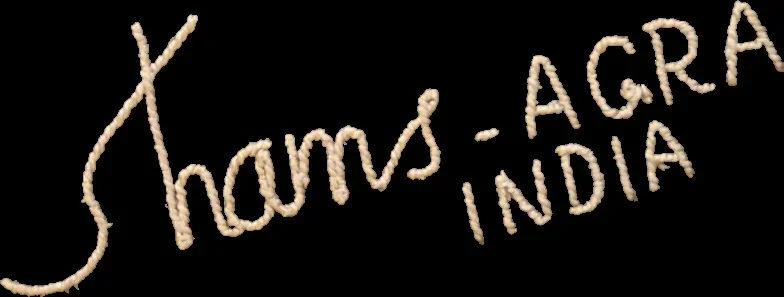 Embroidered inscription reading Shams, Agra, India